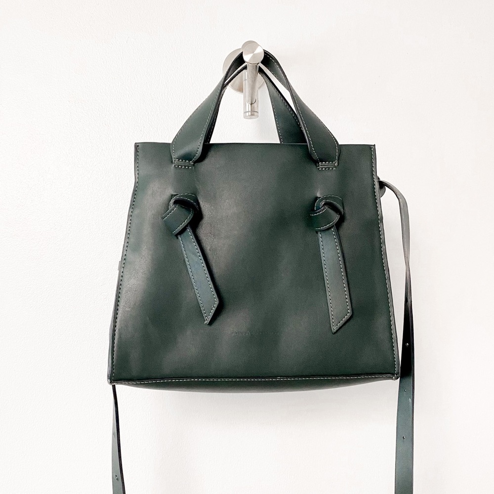 French Connection Preppy Casual  Chic Aria Knot Detail Tote Hand Bag‎ Green